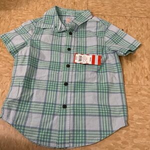Cat and Jack Green and Blue Plaid Button-Up Shirt - Boys - XS(4-5)